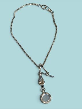 Vintage Gold Hand & Coin Charm Necklace